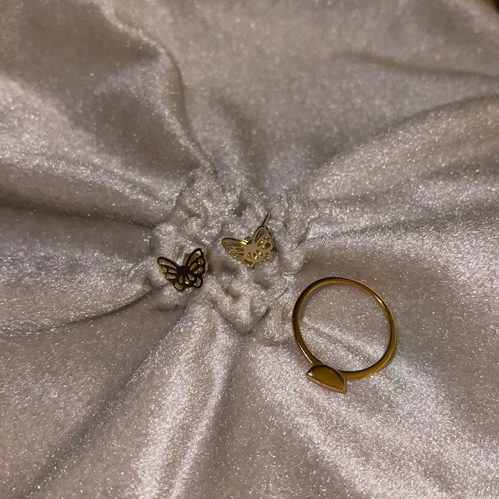 Argentine Vivo - Bar Ring & Butterfly Earring Set (Never Worn/Sterling Silver)